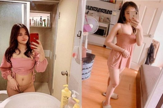 A linda garota tira uma selfie