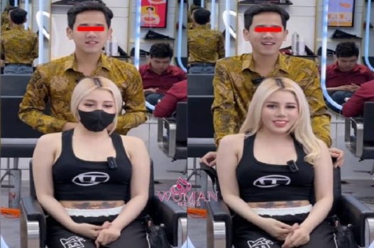Linda garota em vídeo de corte de cabelo extremamente sexy
